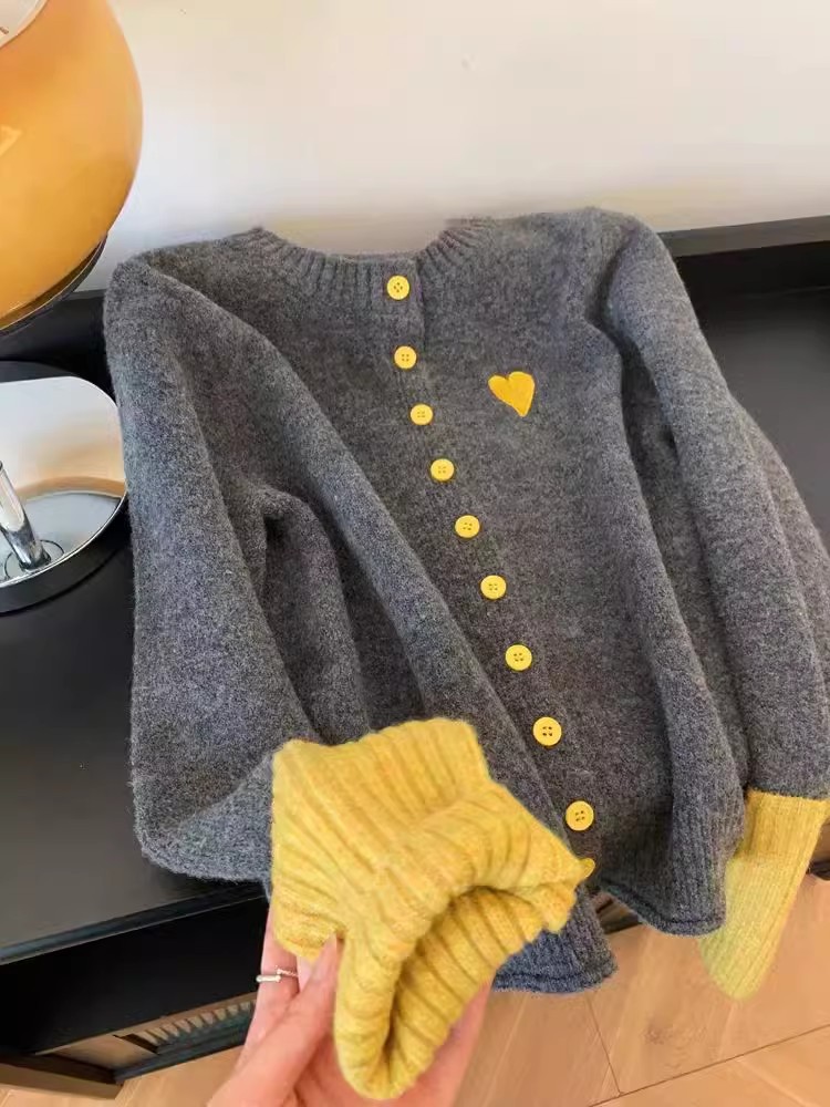 Preppy Style Love Embroidered Knitted Cardigan For Women