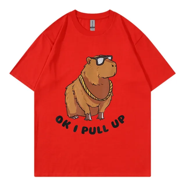 Printed Hip Hop Loose Short sleeved T shirt Men's Fashion Style Youth Red - Shop at LoveMi