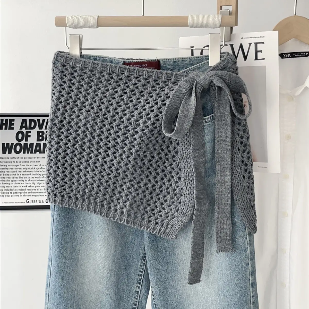 Designer-style Hollow-out Knitted Strap Layered Skirt That Covers The Hips And Creates A Slimming Look