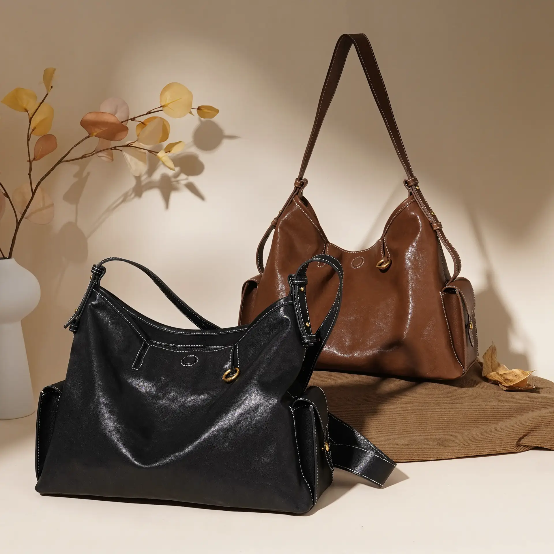 Large-capacity Genuine Leather Underarm Shoulder Crossbody Bag