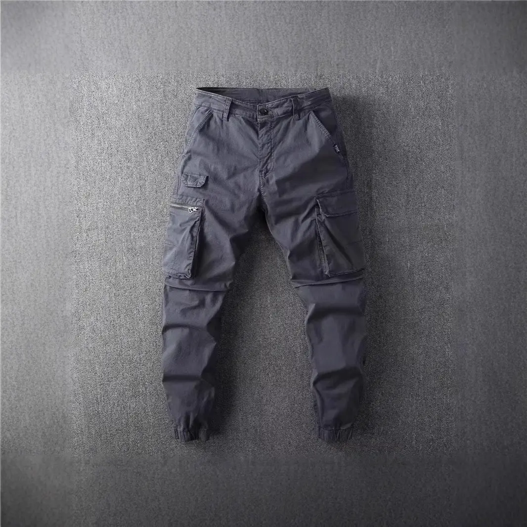 Retro-style Workwear Casual Wide-leg Jogger Pants