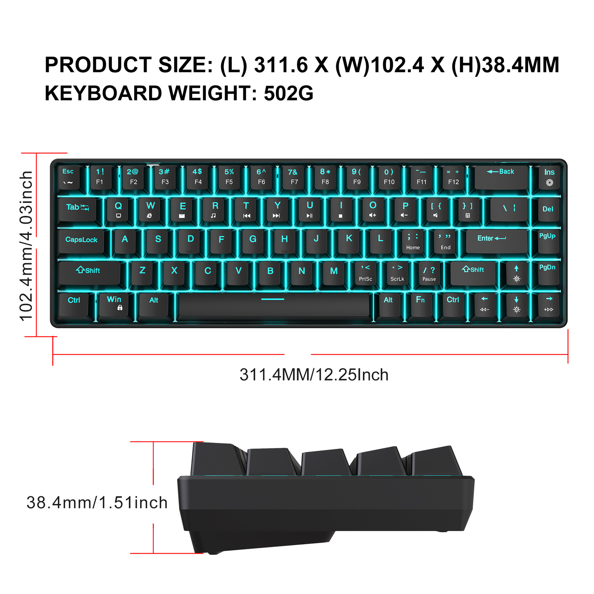 Title 2, Mechanical Gaming Keyboard Double Injection Key...