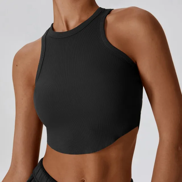 Tight Back Yoga Clothes Breathable Sports I shaped T shirt Inner Match Sleeveless Premium Black - Shop at LoveMi