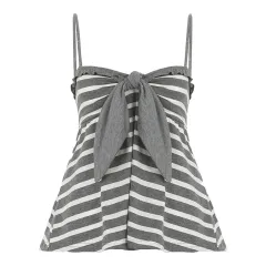 V-neck Bow-knot Design Casual Short Loose-fit Vest - Gray - View 1
