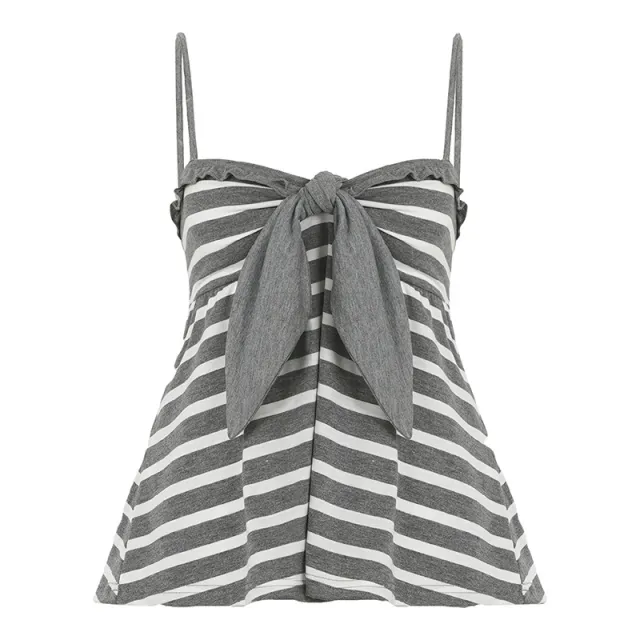V neck Bow knot Design Casual Short Loose fit Vest Gray - Shop at LoveMi
