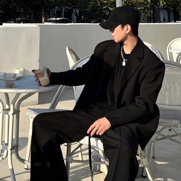 Mens Casual Spring Autumn Suit Jacket With Padded Shoulders In A Edgy Style