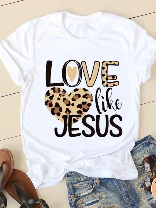 Women's Round Neck Printed Top T shirt With Short Sleeves Sn29263 Xl - Shop at LoveMi
