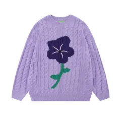 Men's And Women's Same Maychao Round Neck Knitted Sweater - Lavender - View 1