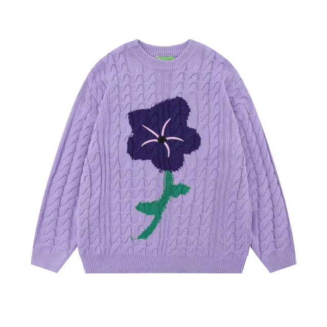 Men's And Women's Same Maychao Round Neck Knitted Sweater Lavender - Shop at LoveMi