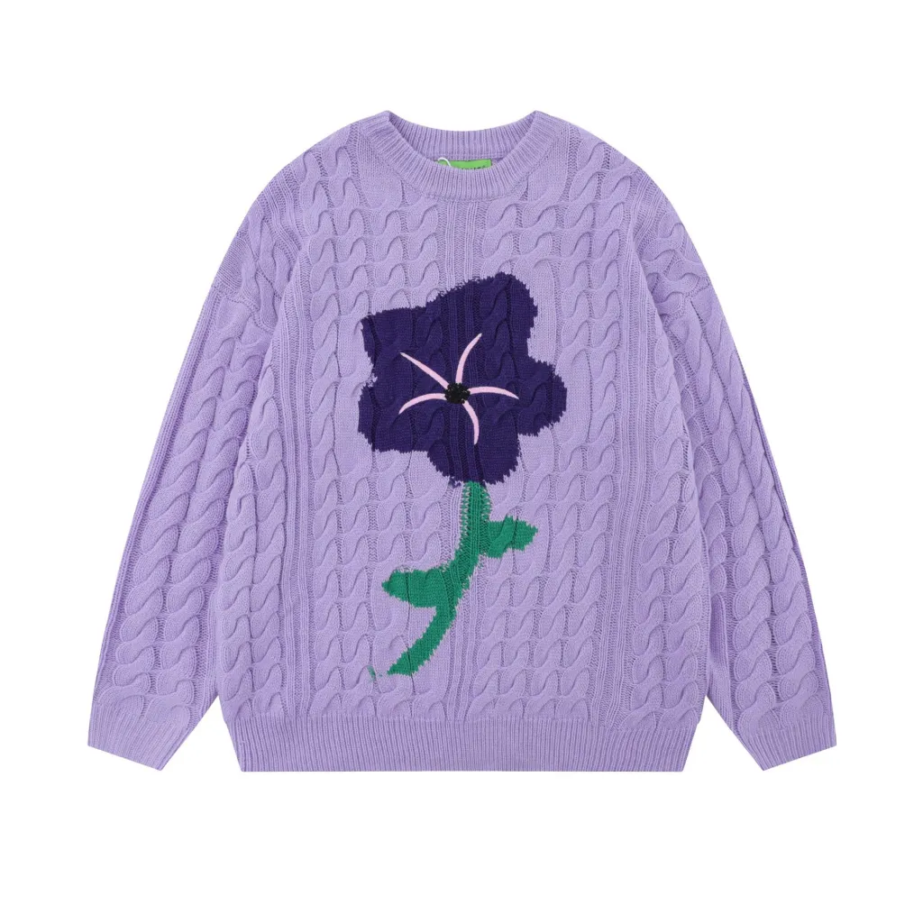 Men's And Women's Same Maychao Round Neck Knitted Sweater - Lavender
