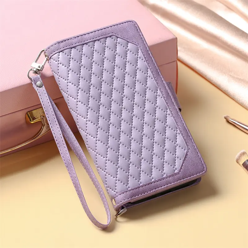 Crossbody Plaid Multi-functional Zipper Bag Mobile Phone