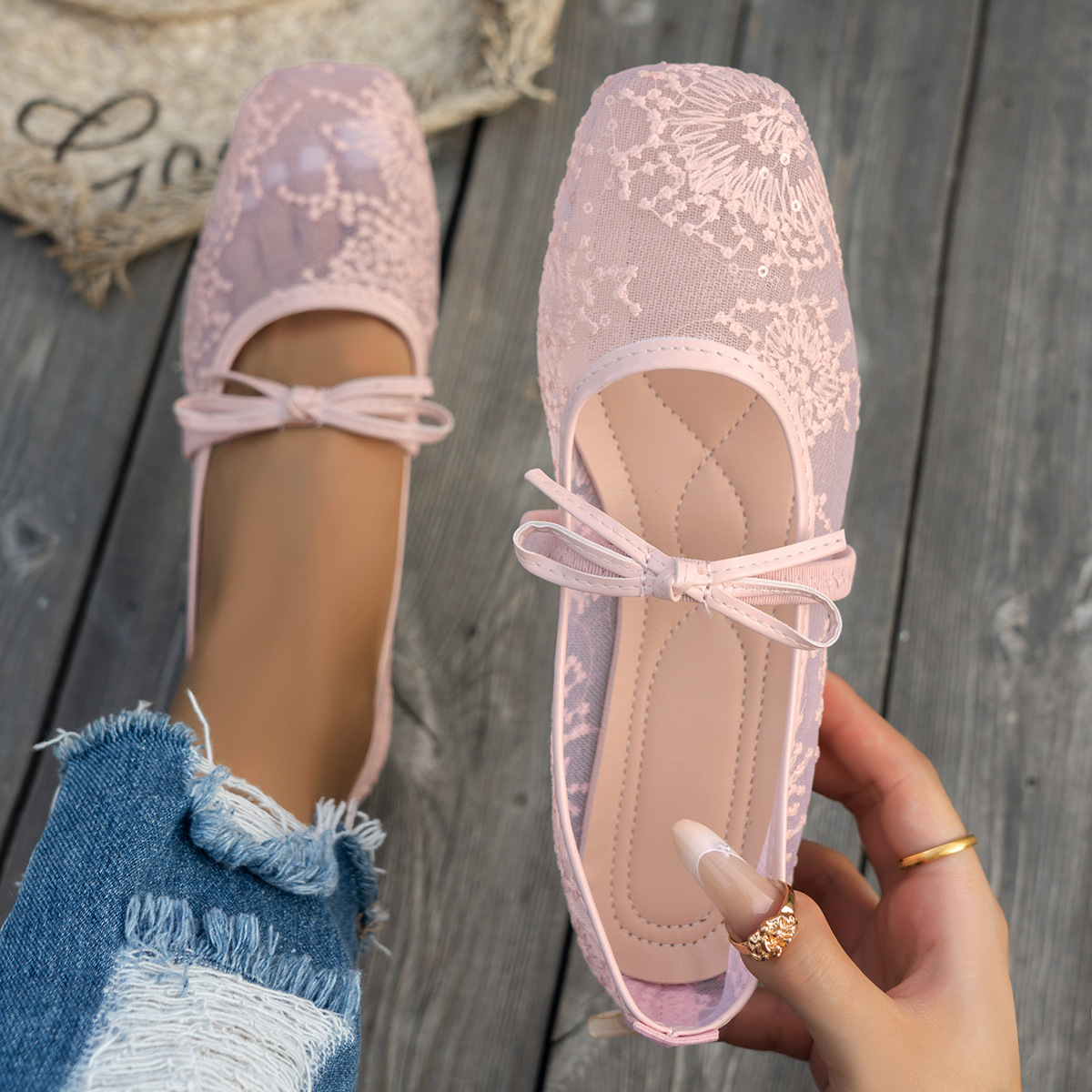 Womens Casual European And American-style Square-toe Flats