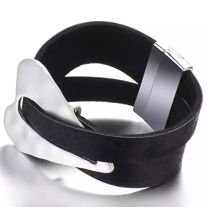 Fashion Leather Alloy Magnetic Buckle Ladies' Bracelet