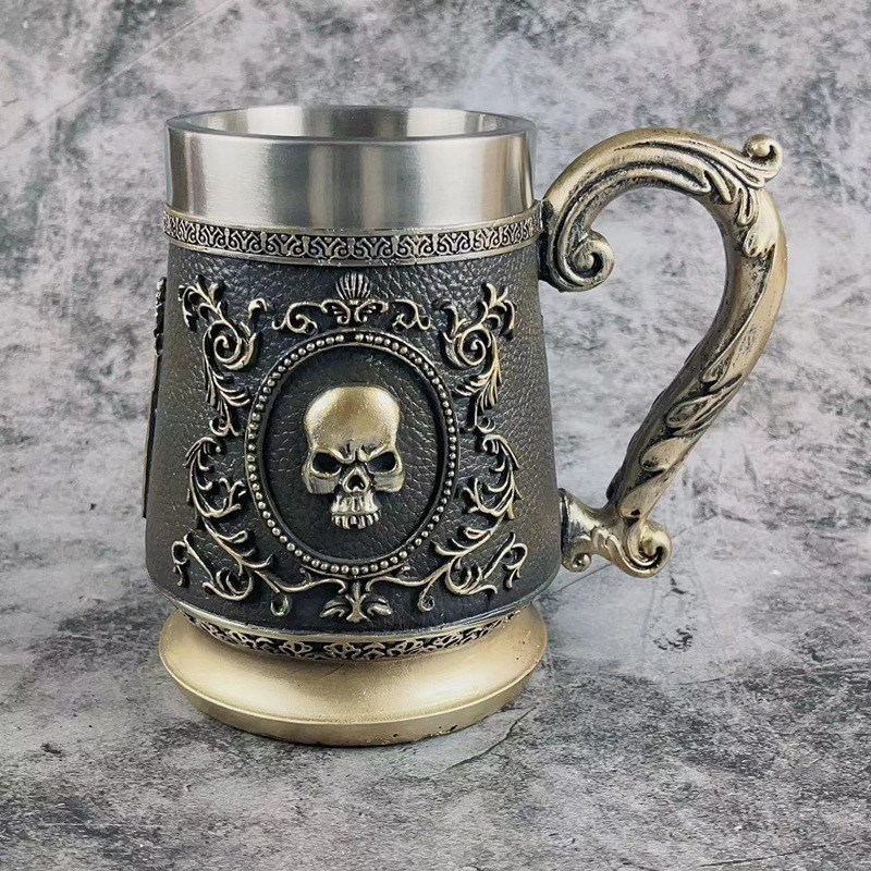 Gold Ghost Head Beer Steins