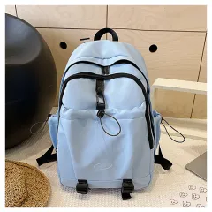 Printed Backpack Fashion Campus Class School Bag - Blue - View 1