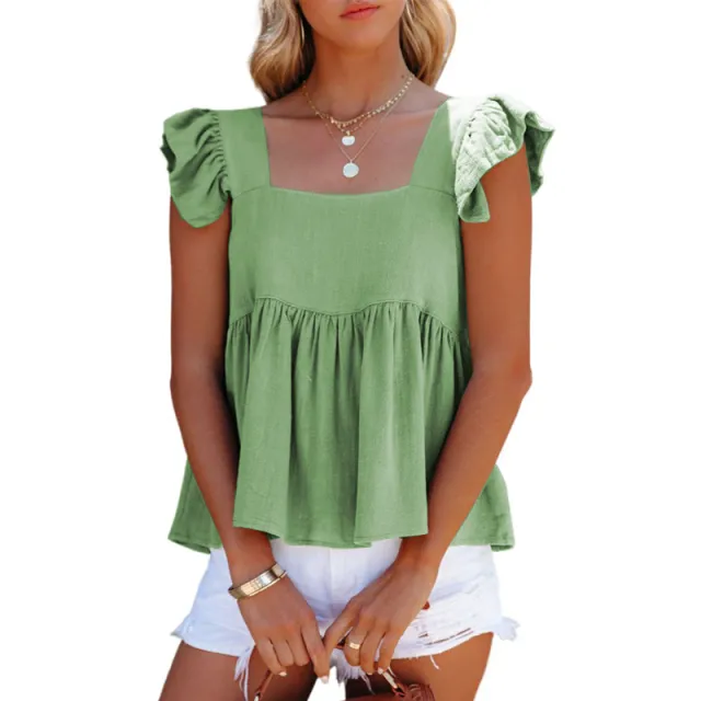 Cute Casual Girls' Tops Square Collar Loose All match Sleeveless Vest Green - Shop at LoveMi