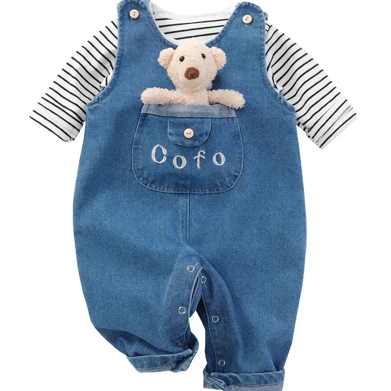 Fashionable Outer Wear Jeans Baby Sleeveless Leotard Outwear
