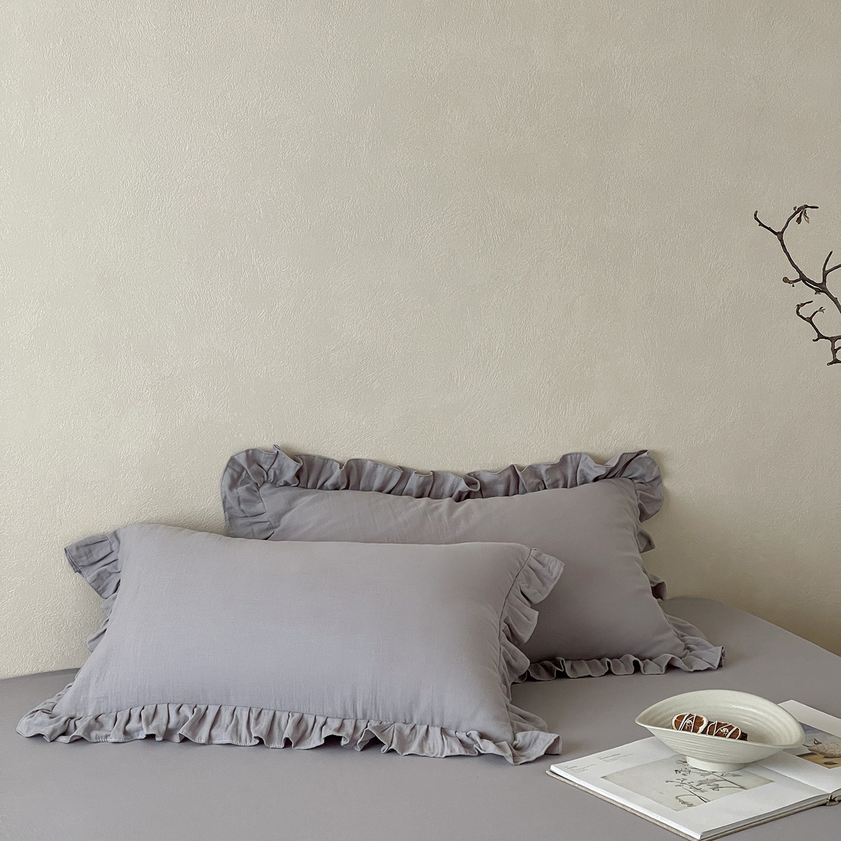 Ruffle-edged Pure Cotton Double-layer Gauze Single-piece Pillowcase | Grolano