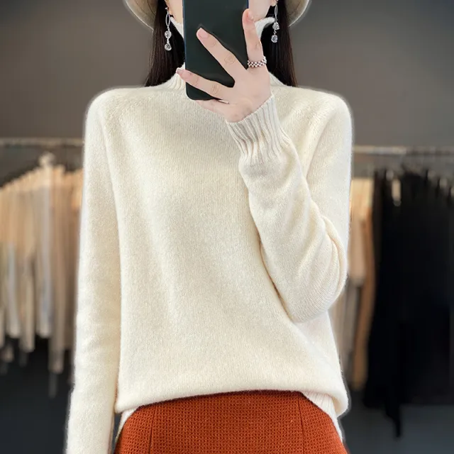 Women's Solid Color Turtleneck Knitting Pullover Long Sleeve Loose Sweater Green Velvet - Shop at LoveMi