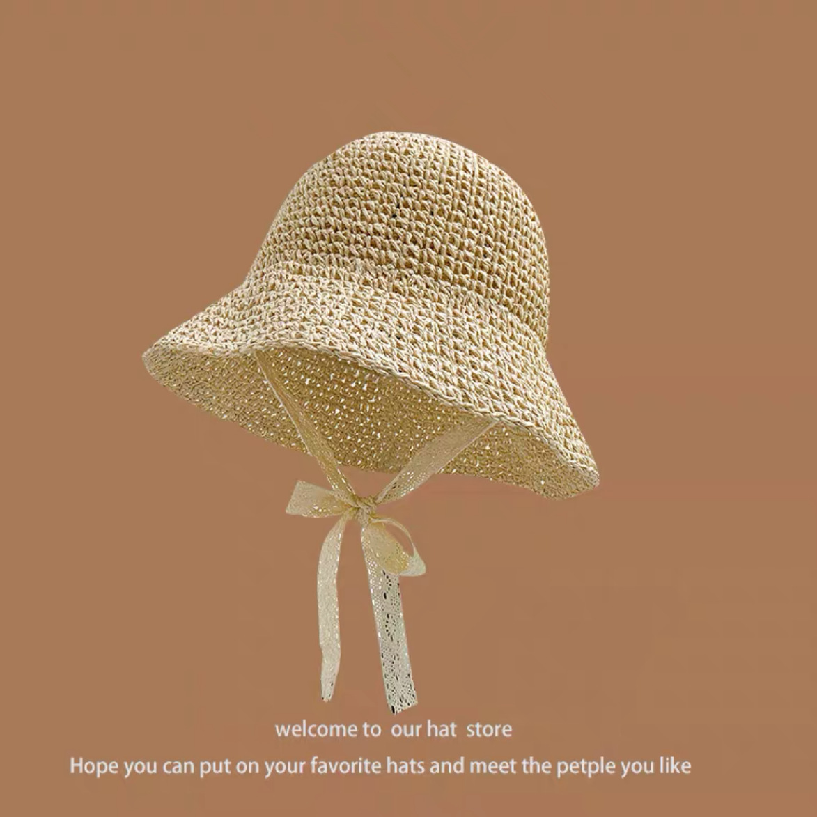 Small Bucket Cap Strap Beige