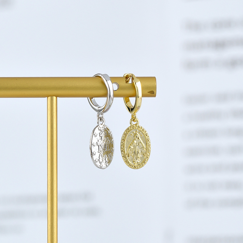 Santa Maria Mother Coin Earrings Retro Fashion