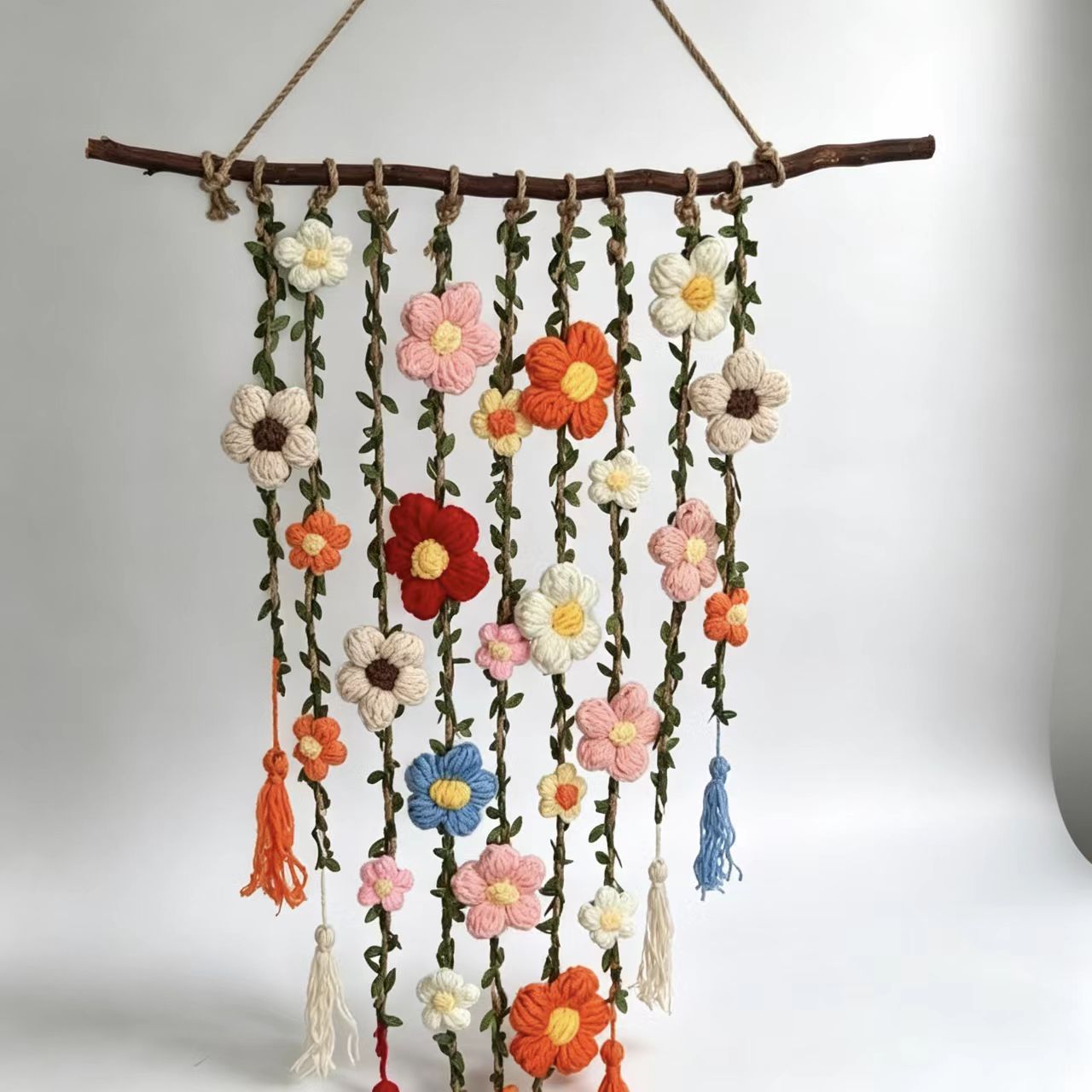 Handwoven Flower Tassel Wall Hanging