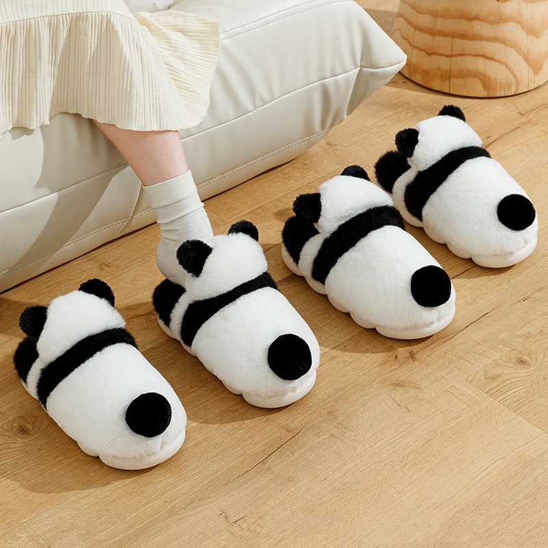 Winter Three-dimensional Panda Fleece-lined Thickened Cotton Slippers