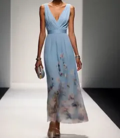 Evening Gown Elegant V-neck Cross-border Dress - Blue - View 1
