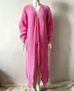 Knitted Cardigan Long Loose Home Clothes Sweater - Glittering Powder - View 1