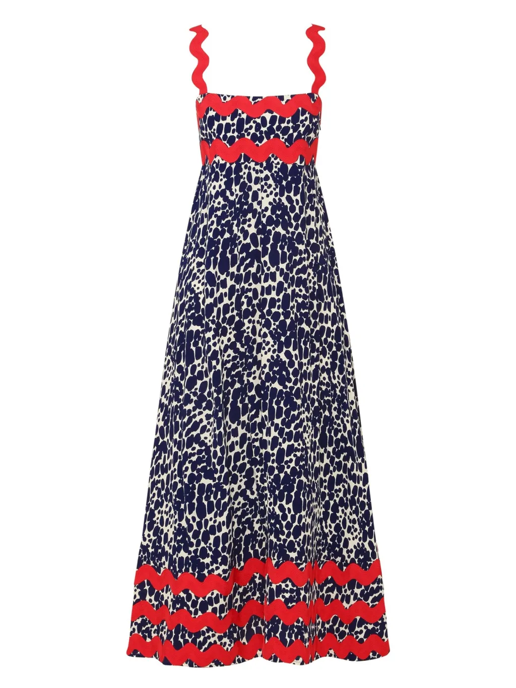 Small Floral Wave Suspender Skirt - Blue