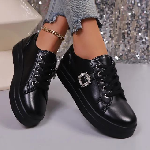 New Soft Bottom Leather Sports Women's Shoes Black - Shop at LoveMi