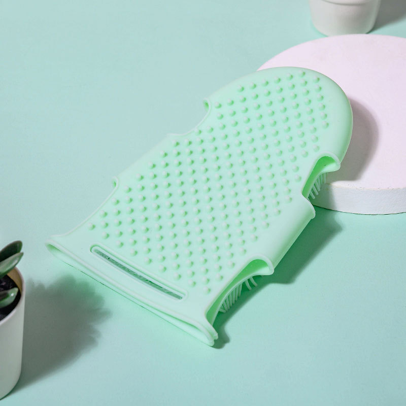 Childrens Bathing Massage Wash Mitt, Double-Sided Bathing Tool, Silicone Bath Brush