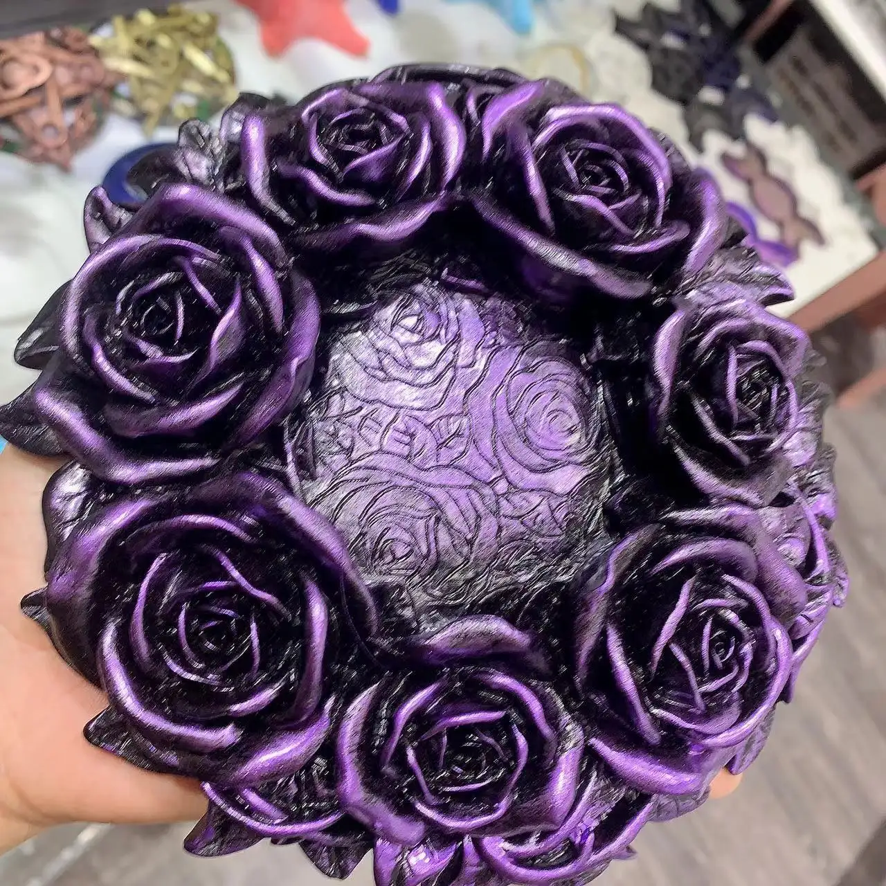 Rose Crystal Ball Holder Resin Desktop Decoration