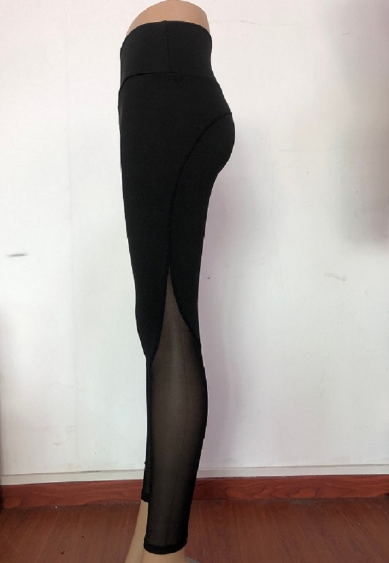 Title 5, High-waisted yoga pants with sexy mesh and slit...