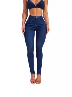 Hip Skinny Pants Stretch High Waist Jeans For Women - Dark Blue - View 1