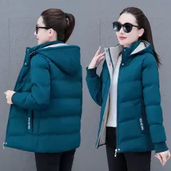Winter Fleece-lined Thick Middle-aged Mom's Lamb Fleece Hooded Down Cotton Coat For Women - Blue - View 1