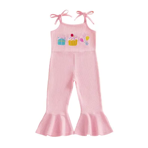 Childrens Waffle-patterned Strap Jumpsuit