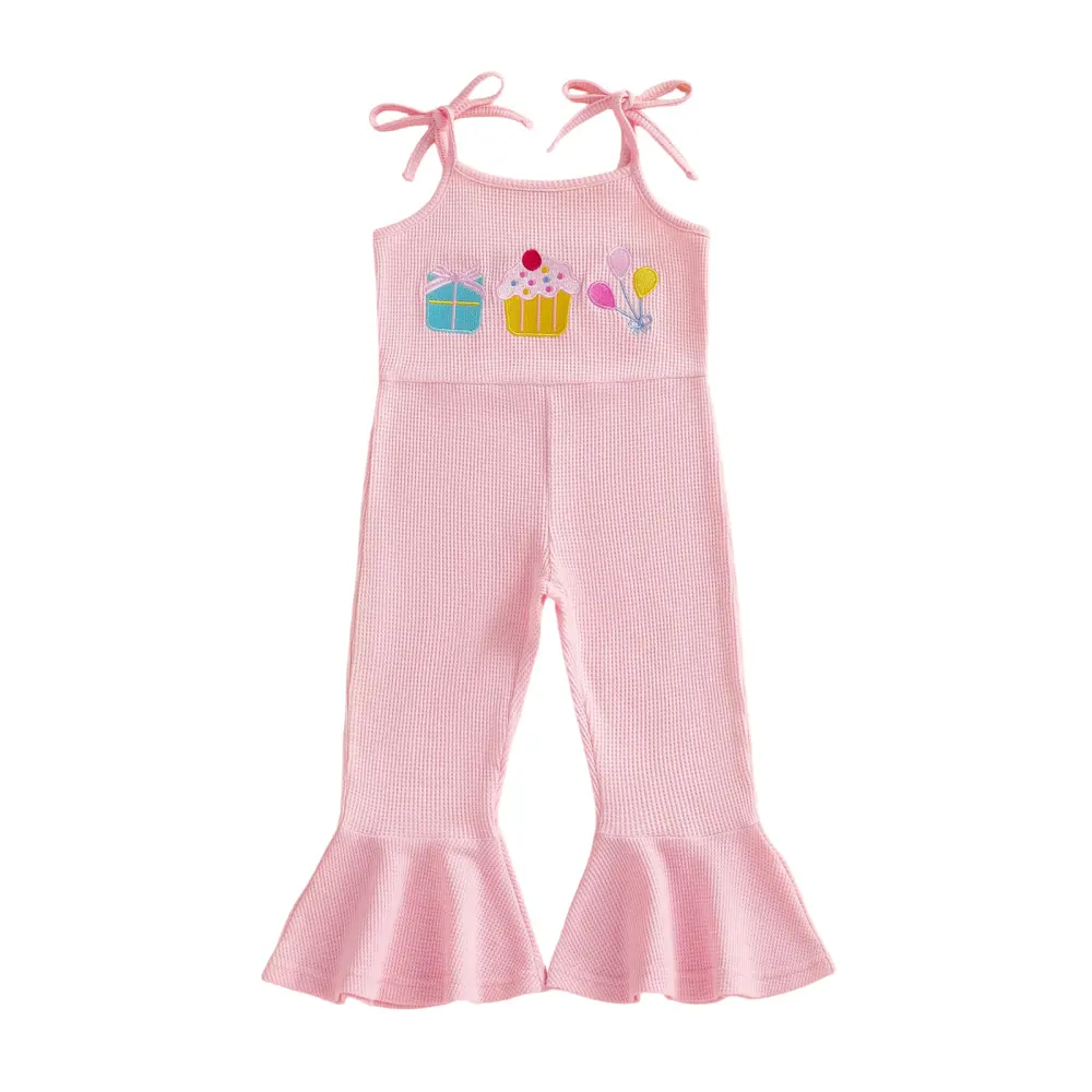 Childrens Waffle-patterned Strap Jumpsuit