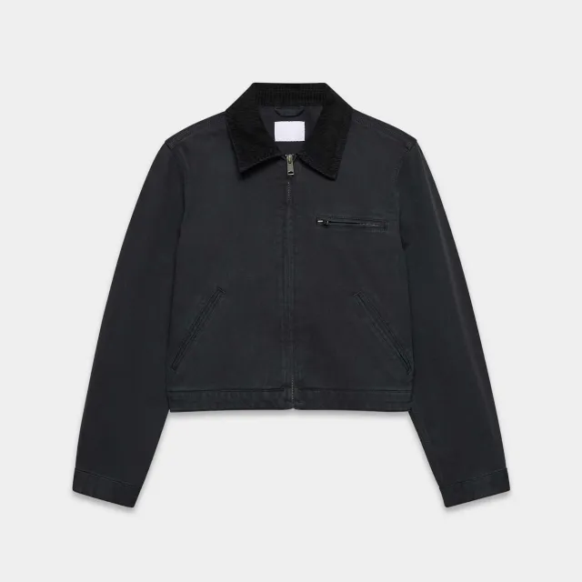American Vintage Overalls Jacket Fall Winter Coat Top Short Black - Shop at LoveMi