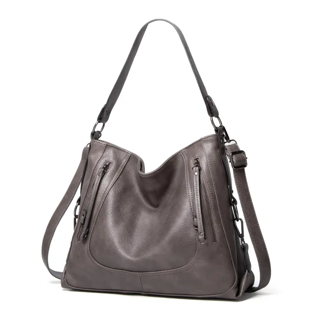 Fashion Large Capacity Totes Casual Handbag Shoulder Crossbody Retro Big Bag Gray - Shop at LoveMi