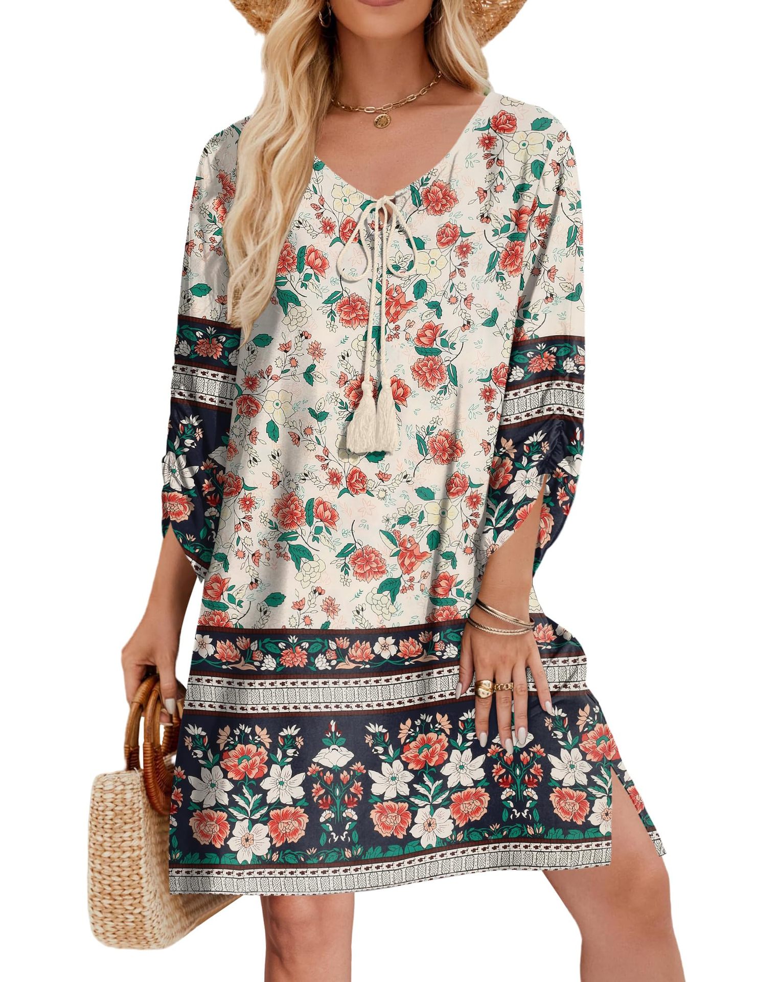 Women's Casual Bohemian V Neck Tie Dye Print Dress Style6 L - Shop at LoveMi