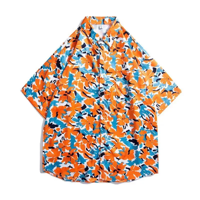 Men's Hawaiian Beach Floral Short-Sleeved Shirt