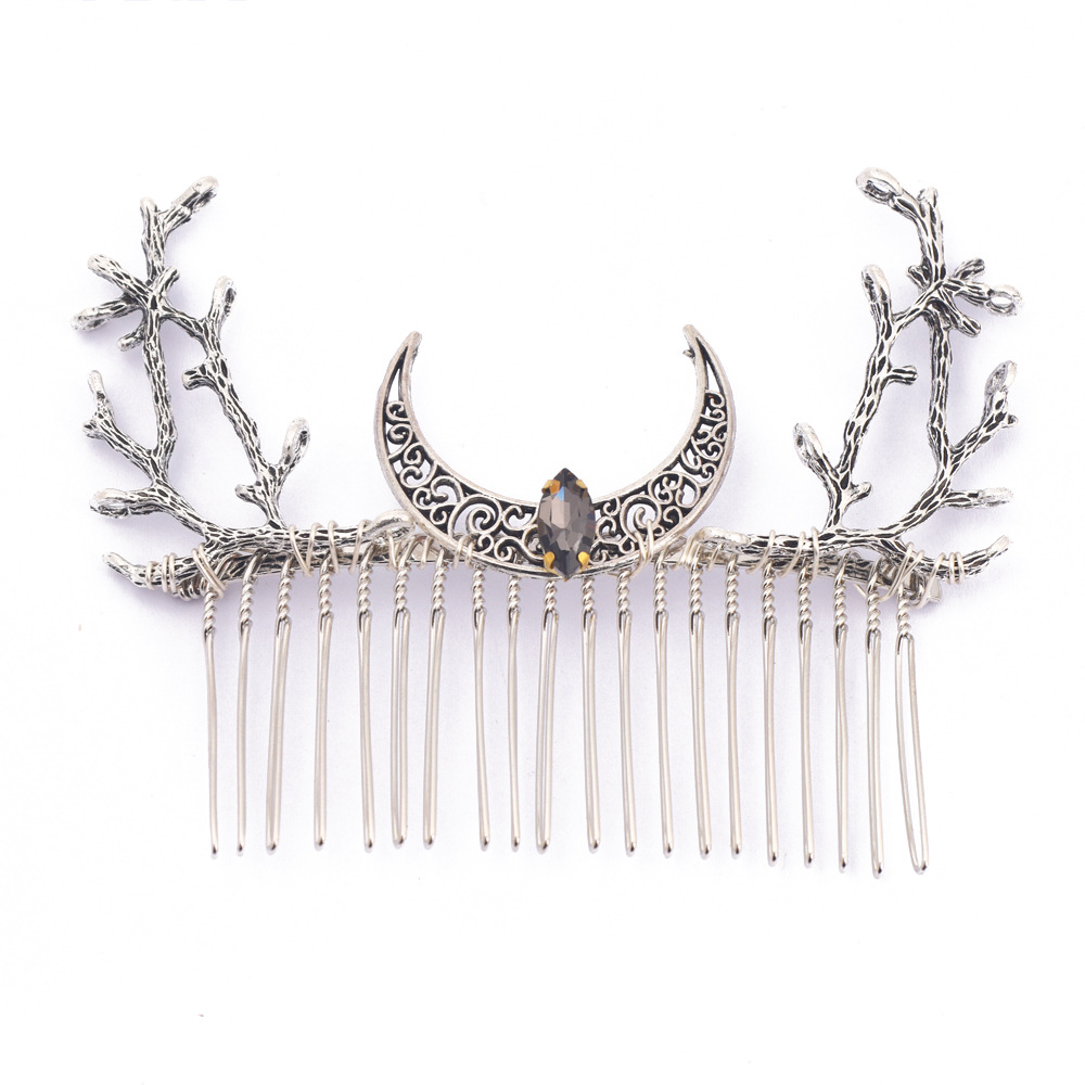 Retro Branch-and-Crescent Moon Hair Comb For Women Fashionable Headpiece