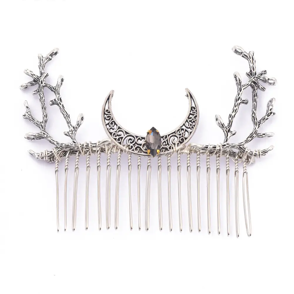 Retro Branch-and-Crescent Moon Hair Comb For Women Fashionable Headpiece