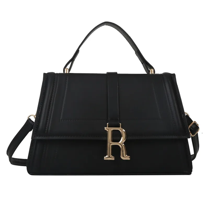 Simple Casual Handbag Height Textured Small Square Bag - Black