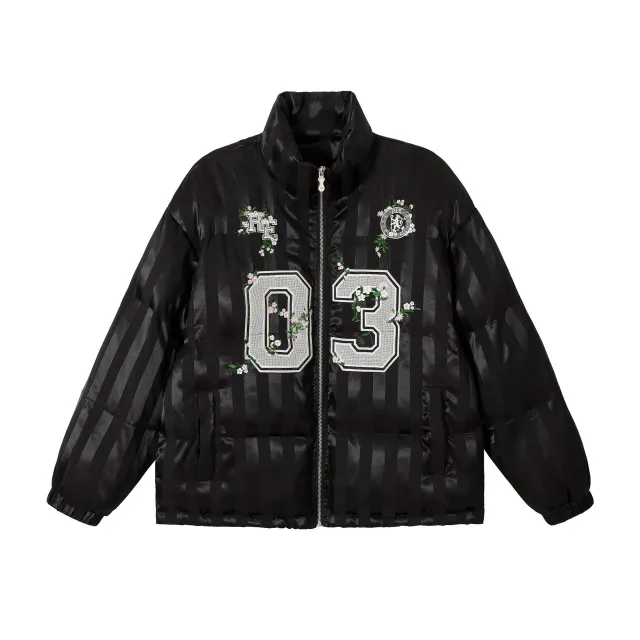 Warm Bread Embroidered Sports Cotton padded Jacket Black - Shop at LoveMi