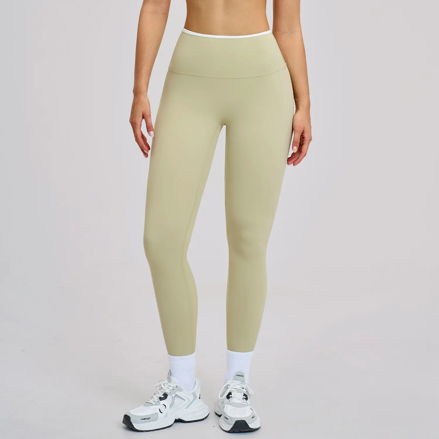 Nude-Feel Yoga Pants High-Waist Contrasting Color Quick-Dry
