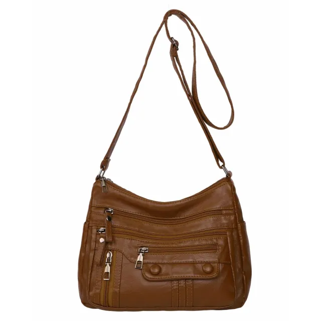 Shoulder Bag Women's Soft Leather Fashion All match Messenger Bag Brown - Shop at LoveMi