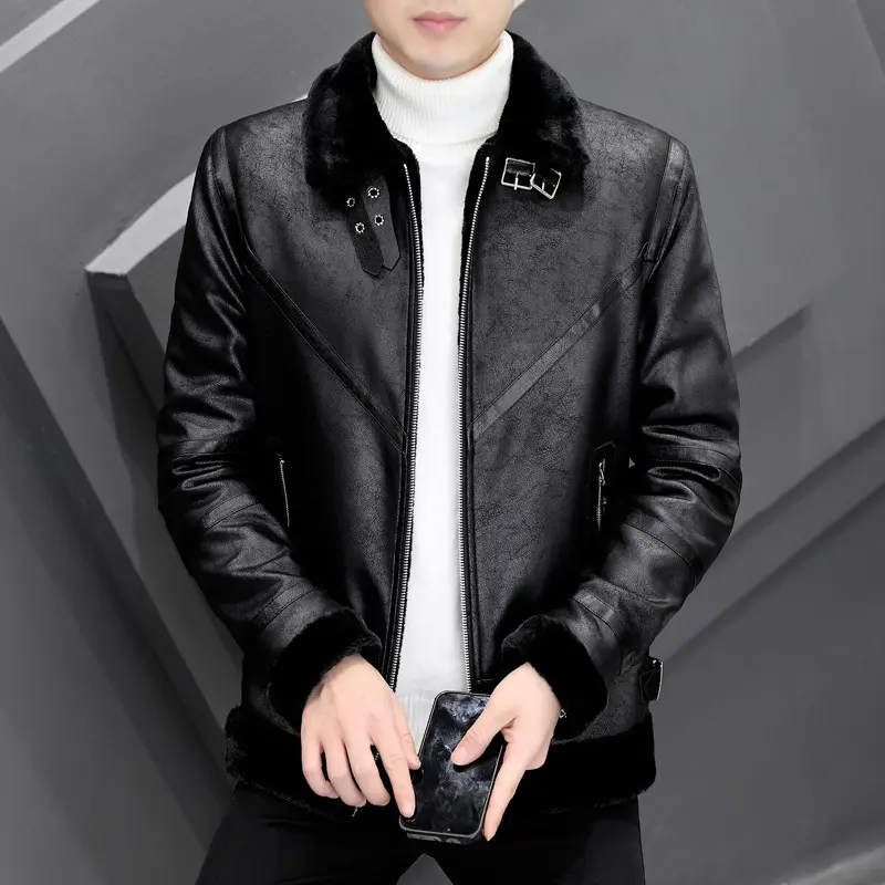 Fashion Casual Simple Thick Fur Collar Men's