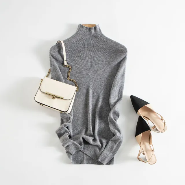Women's Fashion Slim Knit Bottoming Shirt High Grade Gray - Shop at LoveMi